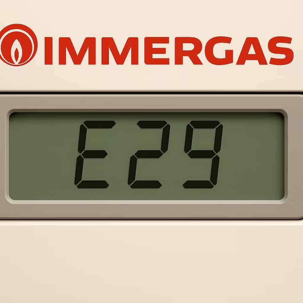 Display di una caldaia Immergas che mostra il codice di errore 29.