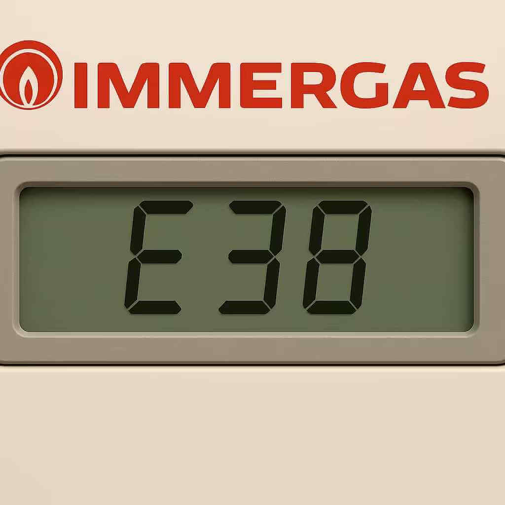 Display di una caldaia Immergas che mostra il codice di errore 38.