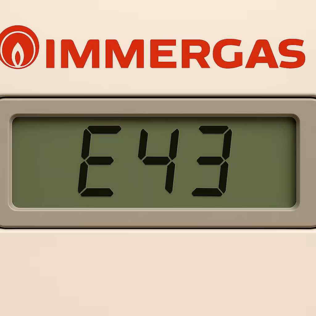 Display di una caldaia Immergas che mostra il codice di errore 43.
